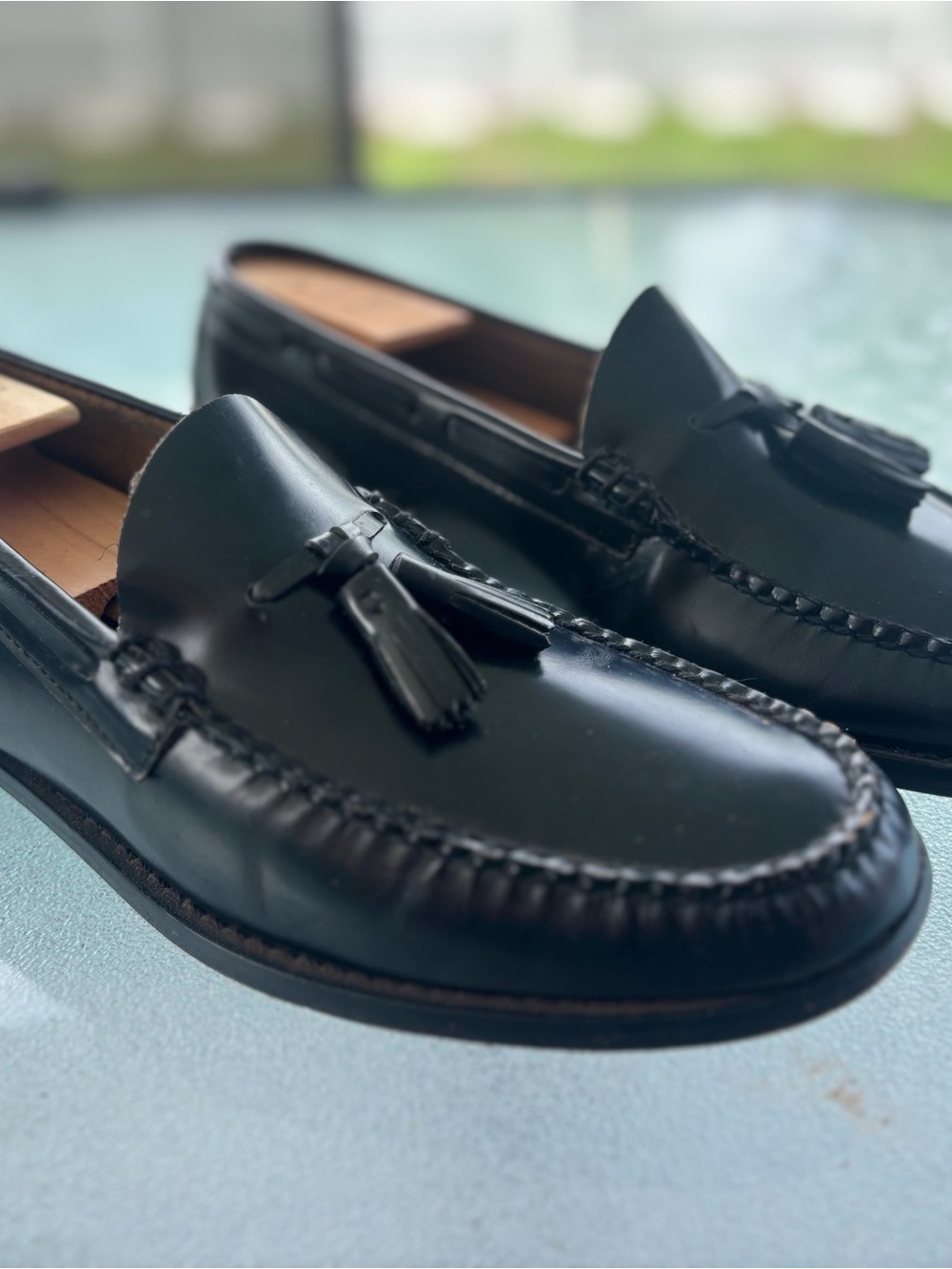Classic Black Leather Tassel Loafers for Men
